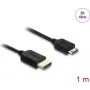 HDMI kabelis DELOCK 81684 — 1 m, HDMI A tipo (vyriškas) į HDMI C tipo (vyriškas), 48 Gbit/s, 7680×4320, juodas