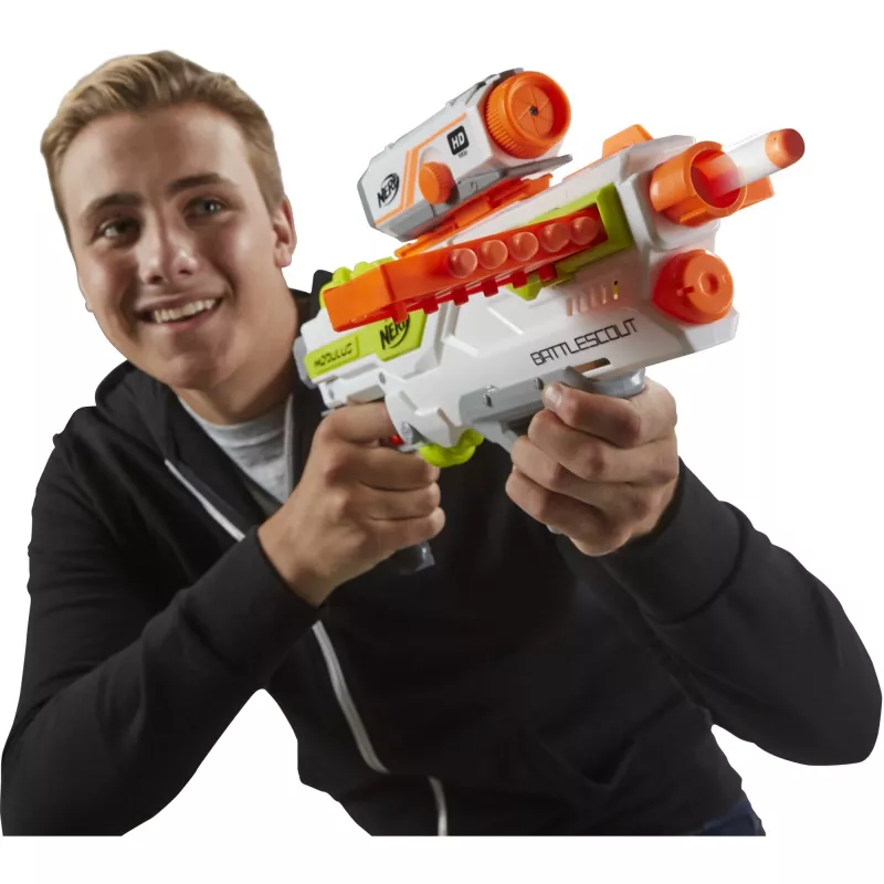 Pistoletas su putplasčio strėlėmis HASBRO Nerf BattleScout ICS-10 FFP B1756F030 – vieno šūvio, taktinis bėgelis