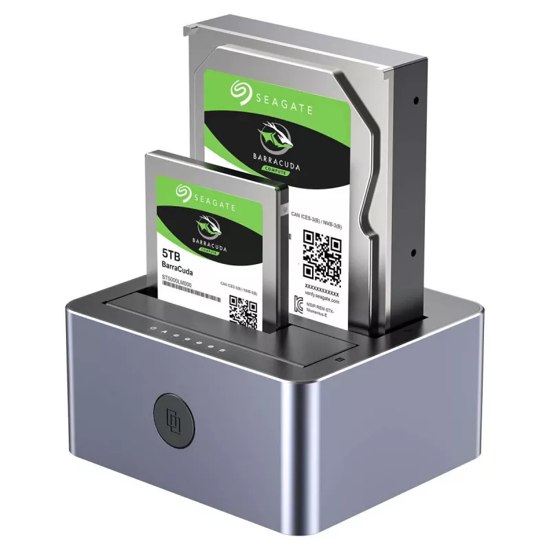 Docking stotelė Unitek 51642 2,5 colio/3,5 colio SATA diskams, USB-C 10Gbps, 2 lizdai, aliuminis