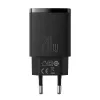 USB greitasis įkroviklis Baseus CCXJ-B01 — 2 prievadai (USB-C PD 20W + USB-A QC3.0 18W), 100–240V, Juodas