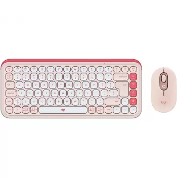 Logitech POP Icon Combo - Belaidis klaviatūros ir pelės rinkinys - Bluetooth LE - QWERTY - US International - rožinė, baltos spalvos (920-013142)