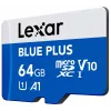 „Lexar BLUE PLUS 64 GB MicroSDXC“ atminties kortelė UHS‑I 100 MB/s U1 V10 (mėlyna)