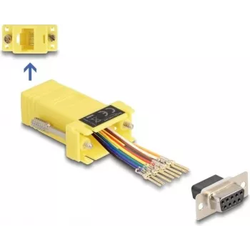 DeLOCK D-Sub 9 kištukas (mama) į RJ45 (mama) surinkimo rinkinys, geltonas VGA RJ-45