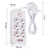 Maitinimo blokas MACLEAN MCE389 W – 6 kištukinių lizdų, 4×USB-A, 1×USB-C, 2500W, 110–240V, 1,5 m laidas, baltas