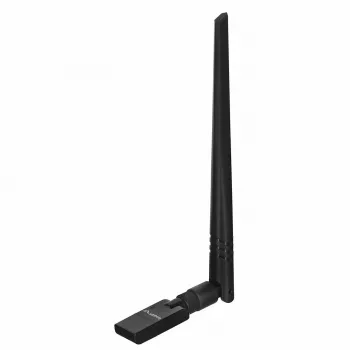 USB Wi-Fi adapteris LANBERG NC-0300-WIE, USB 2.0, dvi išorinės antenos 5 dBi, WLAN 300 Mbps, Ethernet/WLAN, juoda