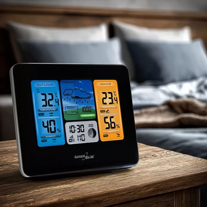 Greenblue 46003 Juodos spalvos LCD baterijų belaidė stotelė