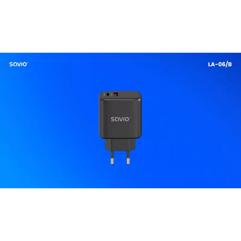 SAVIO LA-06/B USB-C 30W Power Delivery 1xUSB-C juodas