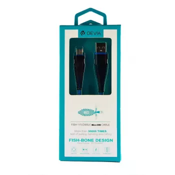 USB Micro-B laidas Devia Fish 1 serija 5V 2.4A 1,5m mėlynas