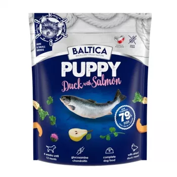 Sausas šunų ėdalas BALTICA Puppy Duck with Salmon XS/S 1 kg – jaunikliams mažų veislių šunims