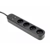 Maitinimo blokas GEMBIRD TSL-PS-F4U-02 su 4 PL kištukiniais lizdais ir USB įkrovikliu, juodas
