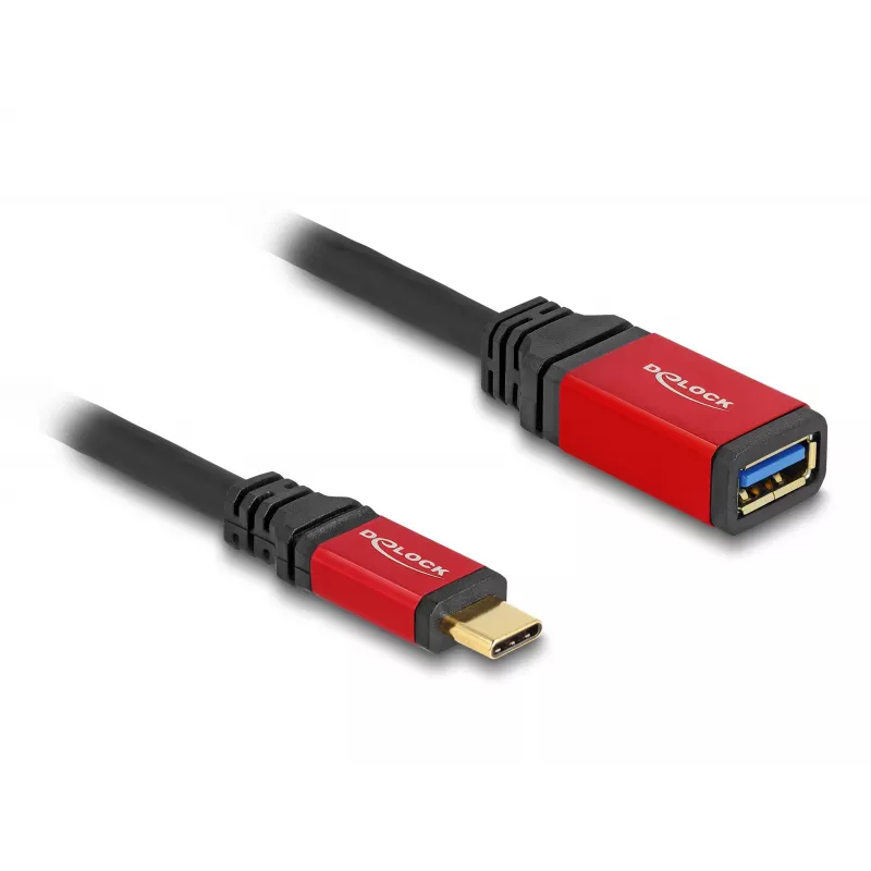 USB adapteris DeLOCK 60172 USB Type-C (vyriškas) į USB Type-A (moteriškas) 10 Gbps 15 cm raudonas metalinis