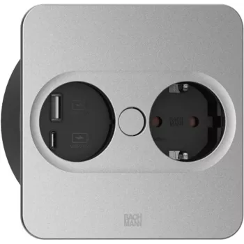 Kištukinis lizdas Type F + USB A + USB C Bachmann 946.105 Nerūdijantis plienas