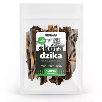 Šunų skanėstai UNISZKI Šerno oda, 100 g – dietinis kietas kramtukas, be konservantų, be glitimo ir cukraus