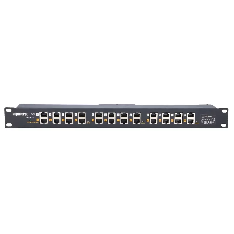 Extralink Gigabit PoE Injektorius 12 prievadų 12x 1000Mb/s RJ45, montavimui į stelažą