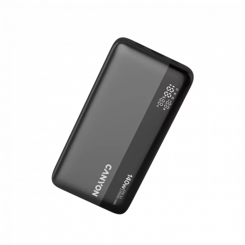 CANYON Power Bank PB-240, 25000mAh PD140W su ekranu, tamsiai pilka