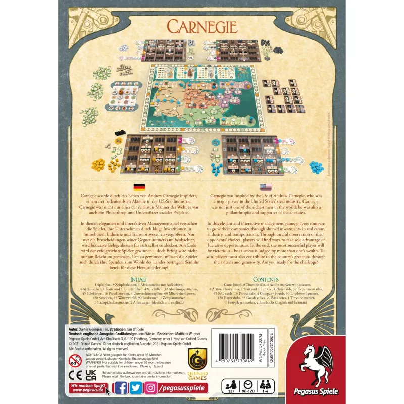 Stalo žaidimas „Carnegie“ – ekonomikos strategija (Pegasus Spiele)