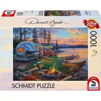 Dėlionė Schmidt Spiele 58533 – 1000 dalių, „Kempingo idilė prie ežero“ peizažas