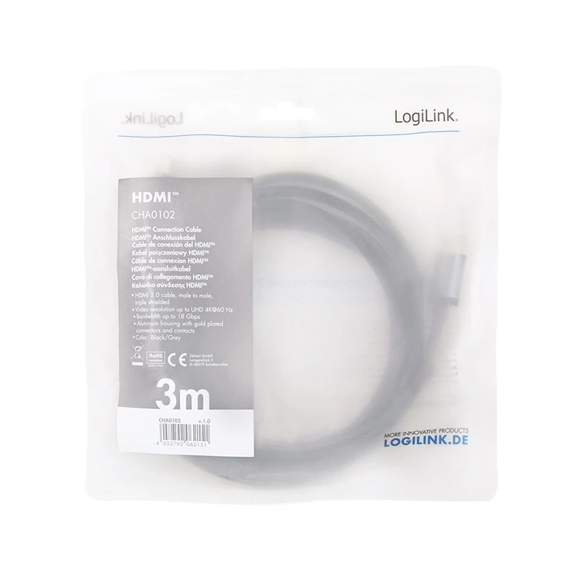 HDMI kabelis LogiLink CHA0102 3 m