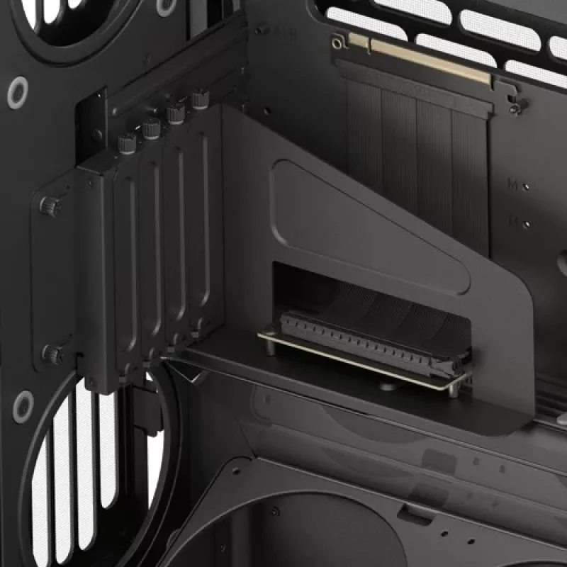 HAVN HS 420 VGPU PC korpusas, Midi-Tower, E-ATX, grūdintas stiklas, PCIe 5.0 keltuvas (juodas)