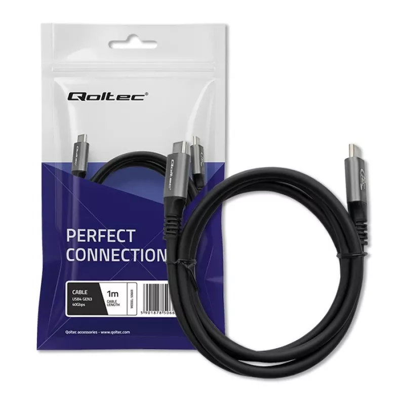USB-C kabelis QOLTEC USB4 240W, skirtas Thunderbolt 3/4, 40 Gbps, 240 W galios tiekimas