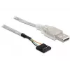 USB 2.0 A tipo kištukas į vidinę 4 kontaktų jungtį kabelis DeLOCK 83078 sidabrinis