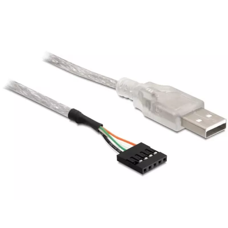 USB 2.0 A tipo kištukas į vidinę 4 kontaktų jungtį kabelis DeLOCK 83078 sidabrinis