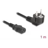 Maitinimo laidas DELOCK CEE 7/7 (E+F) į IEC C13 90° kampu, 1 m, H05VV-F 3x1,00 mm², juodas