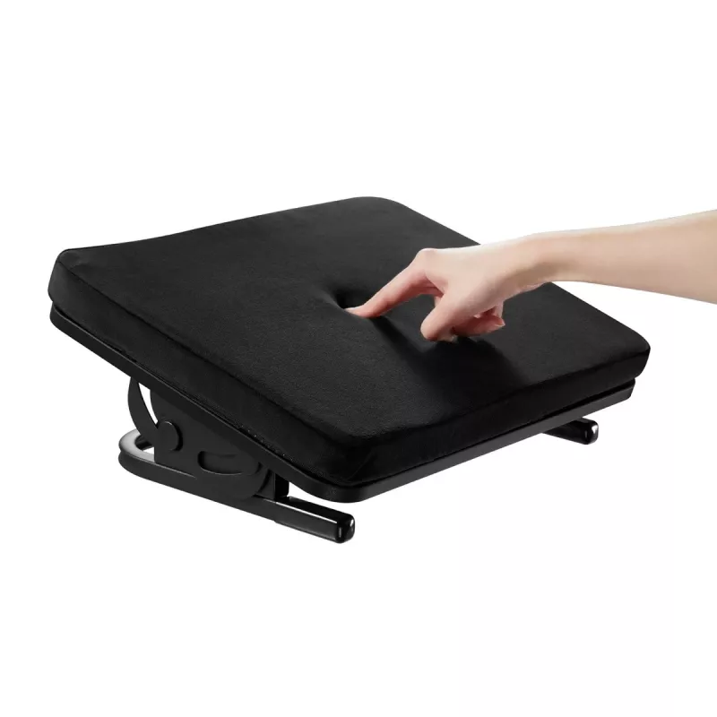Pėdų atrama MACLEAN MC-460 ergonomiška minkšta metalinė pėdų atrama, neslystantis pagrindas, pasvirimas -20–20°, maks. apkrova 20 kg, juoda