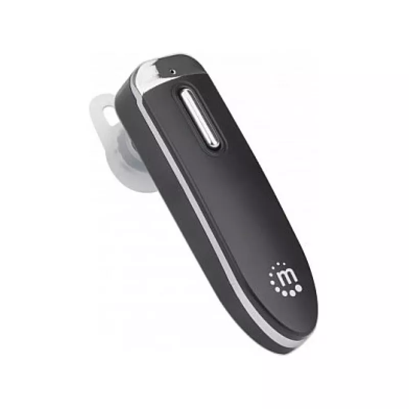 Manhattan Bluetooth ausinė vienai ausiai, visakryptis mikrofonas, integruoti valdikliai, juoda, 10 valandų veikimo laikas, nuotolis 10 m, USB-A įkrovimo laidas, Bluetooth v4.0, 3 metų garantija