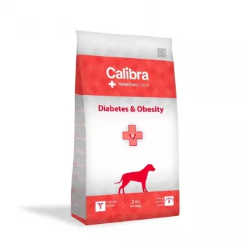 Sausas šunų ėdalas Calibra VD Dog Diabetes & Obesity 2 kg – veterinarinė dieta svorio ir gliukozės kontrolei, 35% baltymų, 8% riebalų