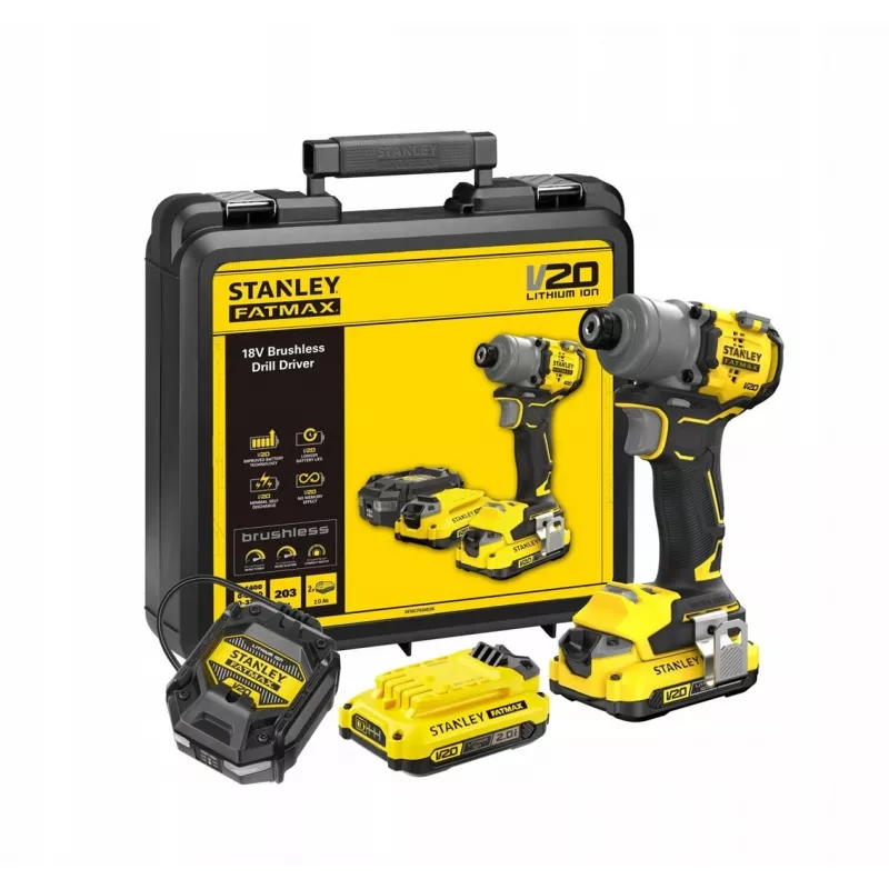 Belaidis suktuvas STANLEY SFMCF830D2K-QW 18V Li-Ion, 2 Ah x2, 3 greičiai, 203 N·m, 3200 RPM, LED, pistoletinė rankena