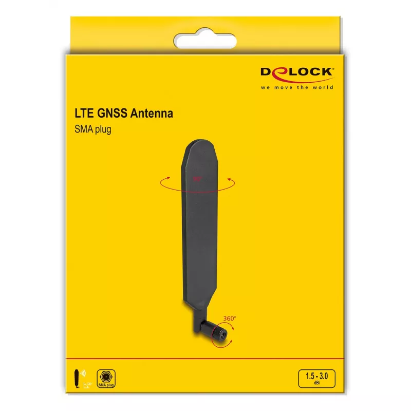 Kryptinė antena DeLOCK 90103 3 dBi SMA jungtis