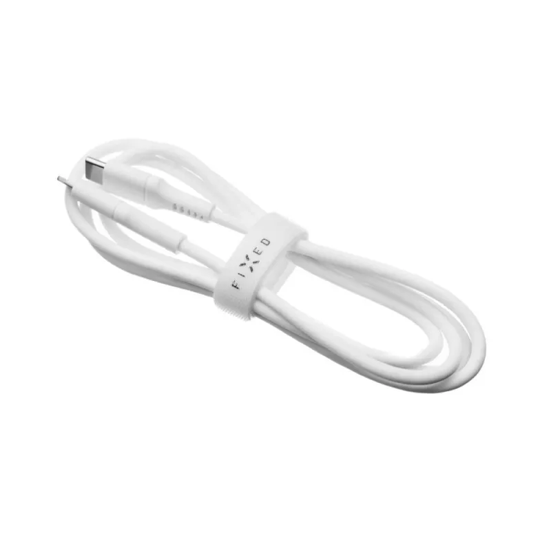 Fiksuotas skysto silikono USB-C laidas FIXDLS-CC12-WH 60W baltas duomenų laidas