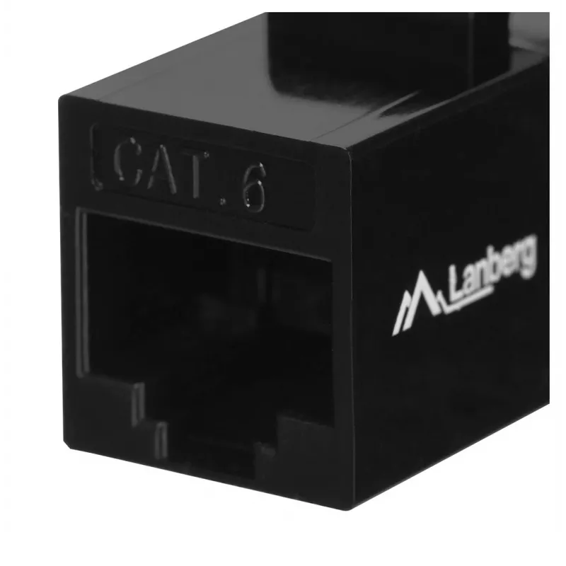 Keystone modulis LANBERG KSU6-3000 – Cat6 U/UTP RJ-45 motina į RJ-45 motiną, plokščios konstrukcijos, juodas