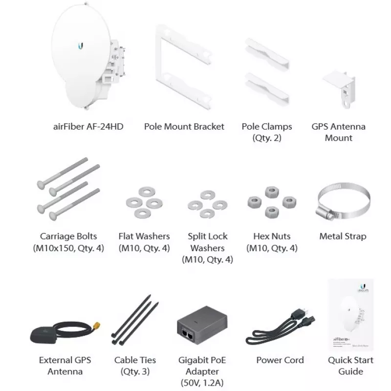 Ubiquiti AirFiber AF-24HD, 2 Gbps+ magistralė, 24 GHz (kaina už vienetą)
