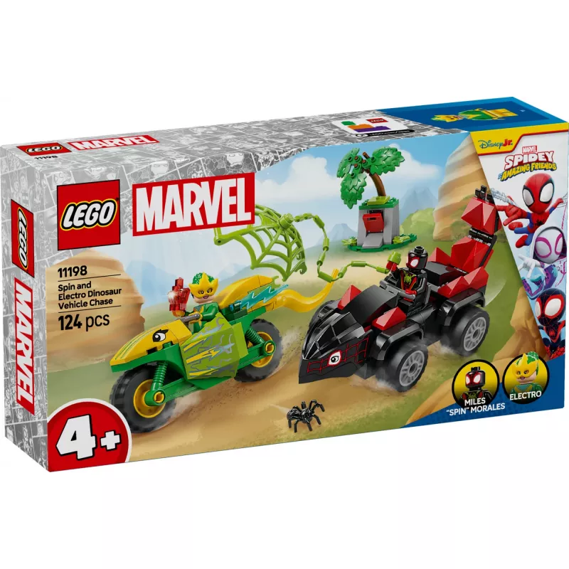 LEGO MARVEL 11198 Sukiojo ir Elektro dinozaurų automobilių gaudynės