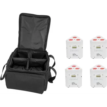 Apšvietimo rinkinys EUROLITE 4x AKKU TL-3 TCL White su minkštu krepšiu, baterijomis maitinami TCL skydeliai