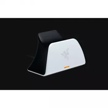 Įkrovimo stovas Razer RC21-01900100-R3U1, skirtas PlayStation 5 valdikliams – baltas, įkrauna vieną valdiklį, komplekte USB-C į USB-A laidas