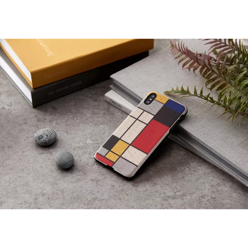 Dėklas iPhone XS Max man and wood – medinė nugarėlė, baltas rėmelis