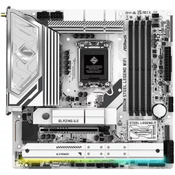 Pagrindinė plokštė ASRock B860M Steel Legend WiFi — Intel B860, LGA 1851, micro-ATX, DDR5, 4 DIMM, Wi-Fi 6E, 2.5GbE