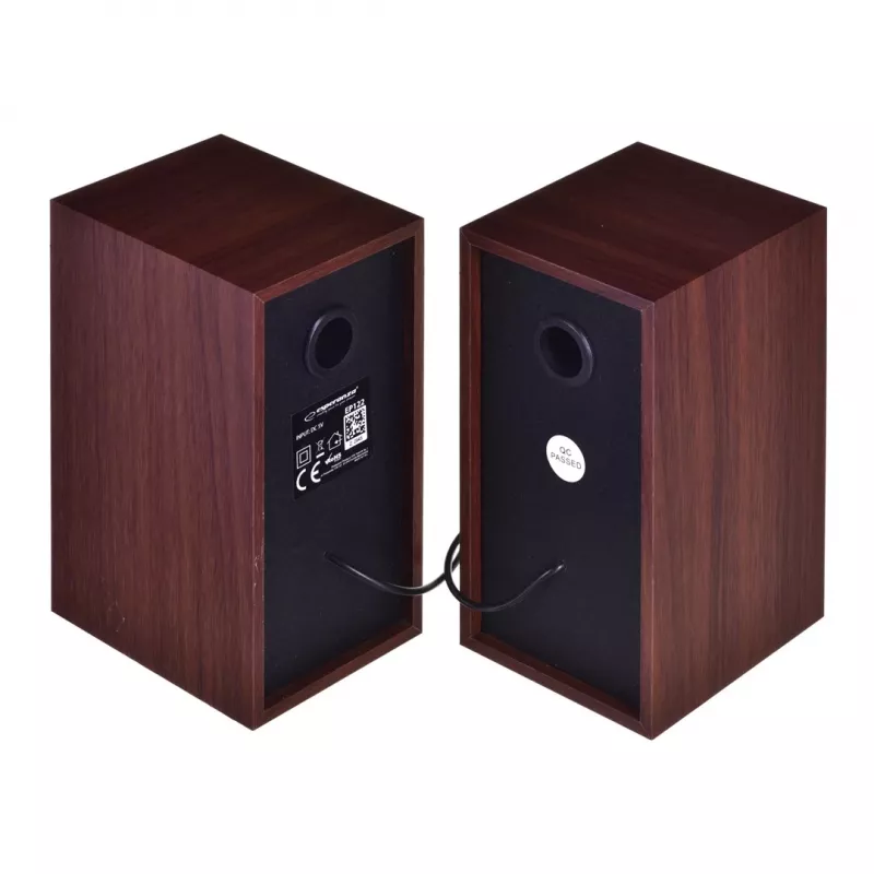 Garsiakalbiai ESPERANZA EP122 2.0 laidiniai staliniai, 2×6W RMS, medinis korpusas, sukamasis garsumo reguliatorius, 60–20000 Hz