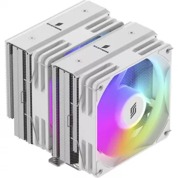 CPU aušintuvas Silentware Titan RGB White, dviejų bokštų oro aušintuvas, 265W TDP, 2×120mm PWM ARGB ventiliatoriai