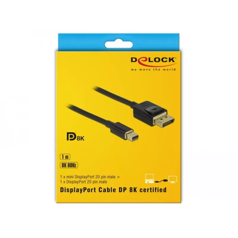 DisplayPort kabelis DeLOCK 84927 Mini DisplayPort 1 m Juodas