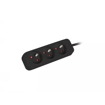 LANBERG PS0-03E-0300-BK 3M Juodas 3x 230V Lanter Prailginimo Laidas Iš Gryno Vario