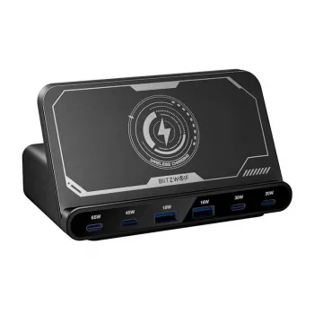 BlitzWolf BW-S27 160W 6 prievadų įkroviklis su belaidžiu įkrovimu