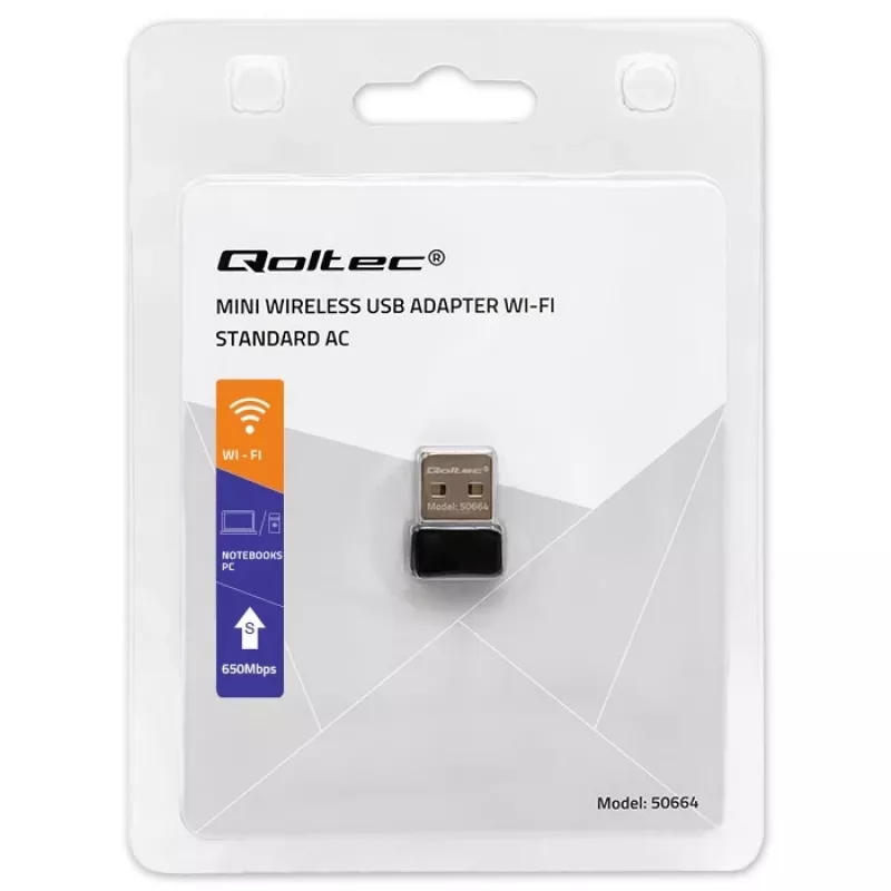 QOLTEC Ultra-Fast Wireless Mini USB Adapter Wi-Fi – belaidis USB adapteris