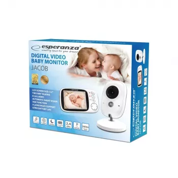 Vaizdo kūdikio monitorius ESPERANZA EHM002, 3,2 colio ekranas, 320×240, 50 m atstumas, LiPo 750 mAh, baltas