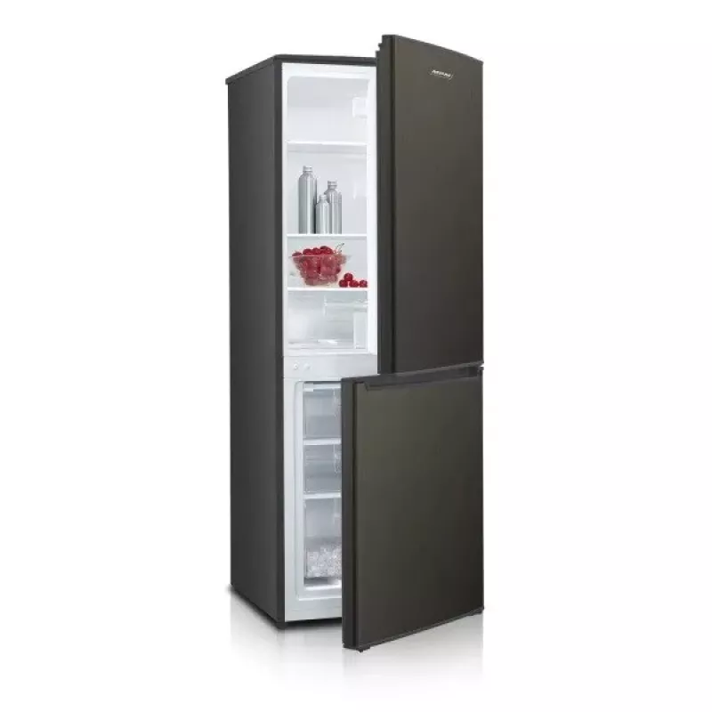 Šaldytuvas su šaldikliu MPM MPM-215-KB-39/E — 215 L, apatinis šaldiklis, tamsus inoksas, apverčiamos durelės, LED apšvietimas