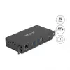 USB stotelė DELOCK 3 prievadai 5 Gbps su RJ45 Gigabit PoE++ ir USB Type-C jungtimi, metalinis korpusas, 1,5 kV izoliacija, juoda