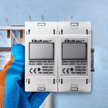 Vienfazis elektros energijos skaitiklis QOLTEC 50899 230 V 50 Hz, 5(60) A, 1.0 klasė, LCD